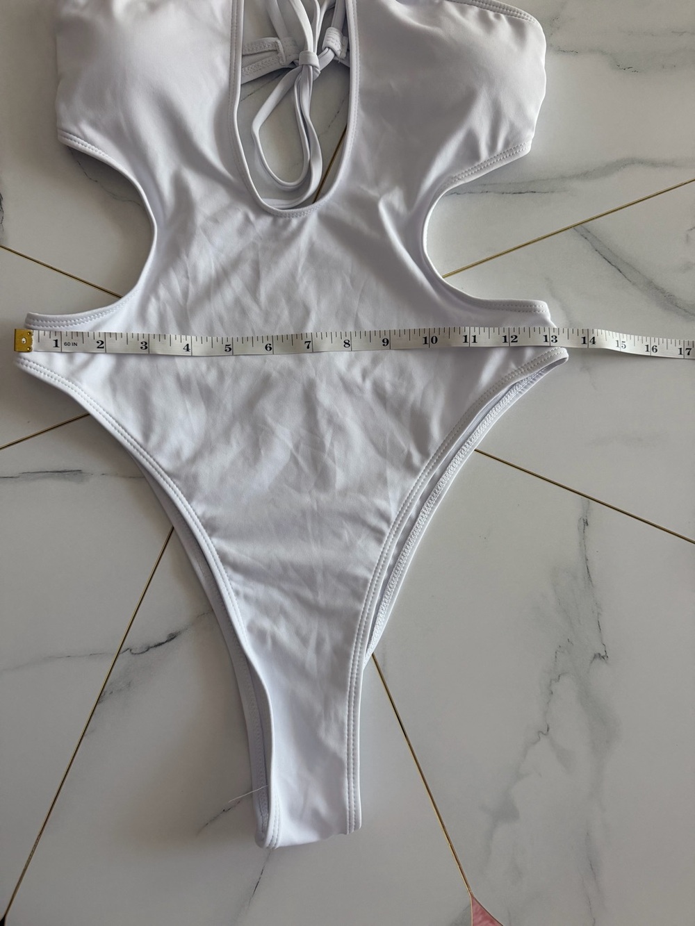 White Cutout One-Piece Swimsuit - Picture 4 of 9
